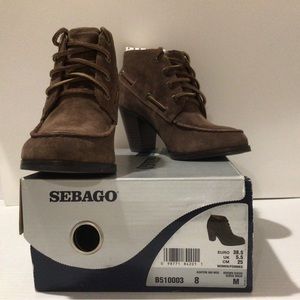 SEBAGO Ashton Women’s Brown Suede Lace- up Ankle Heeled Boots Size 8 M
